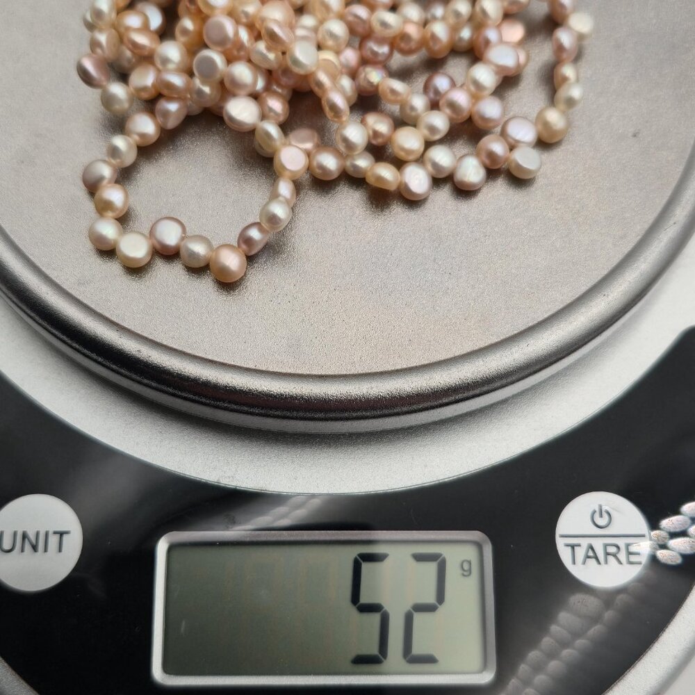 17.5 Inch Sterling Silver Triple Strand Genuine Light Pearls Necklace B501 - Picture 6 of 6